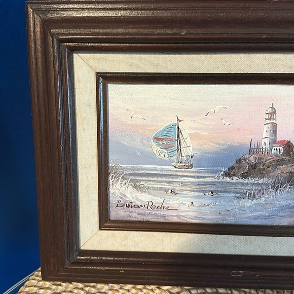 Vintage Hand Painted Signed Brian Roche Original Seascape Plein Air Oil Painting - Picture 2 of 5